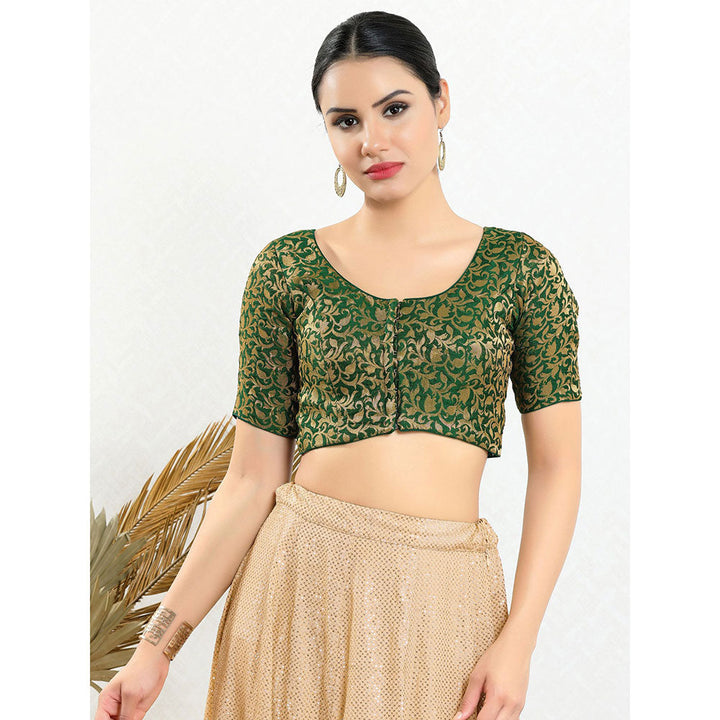 SALWAR STUDIO Green Woven Self Design Stitched Blouse