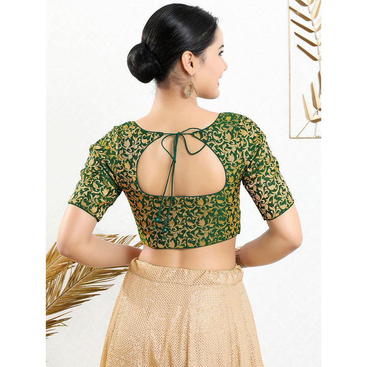 SALWAR STUDIO Green Woven Self Design Stitched Blouse