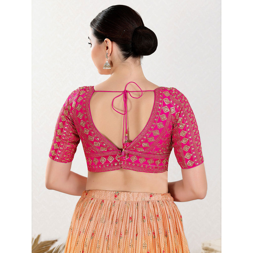 SALWAR STUDIO Pink Embroidered-Embellished Stitched Blouse