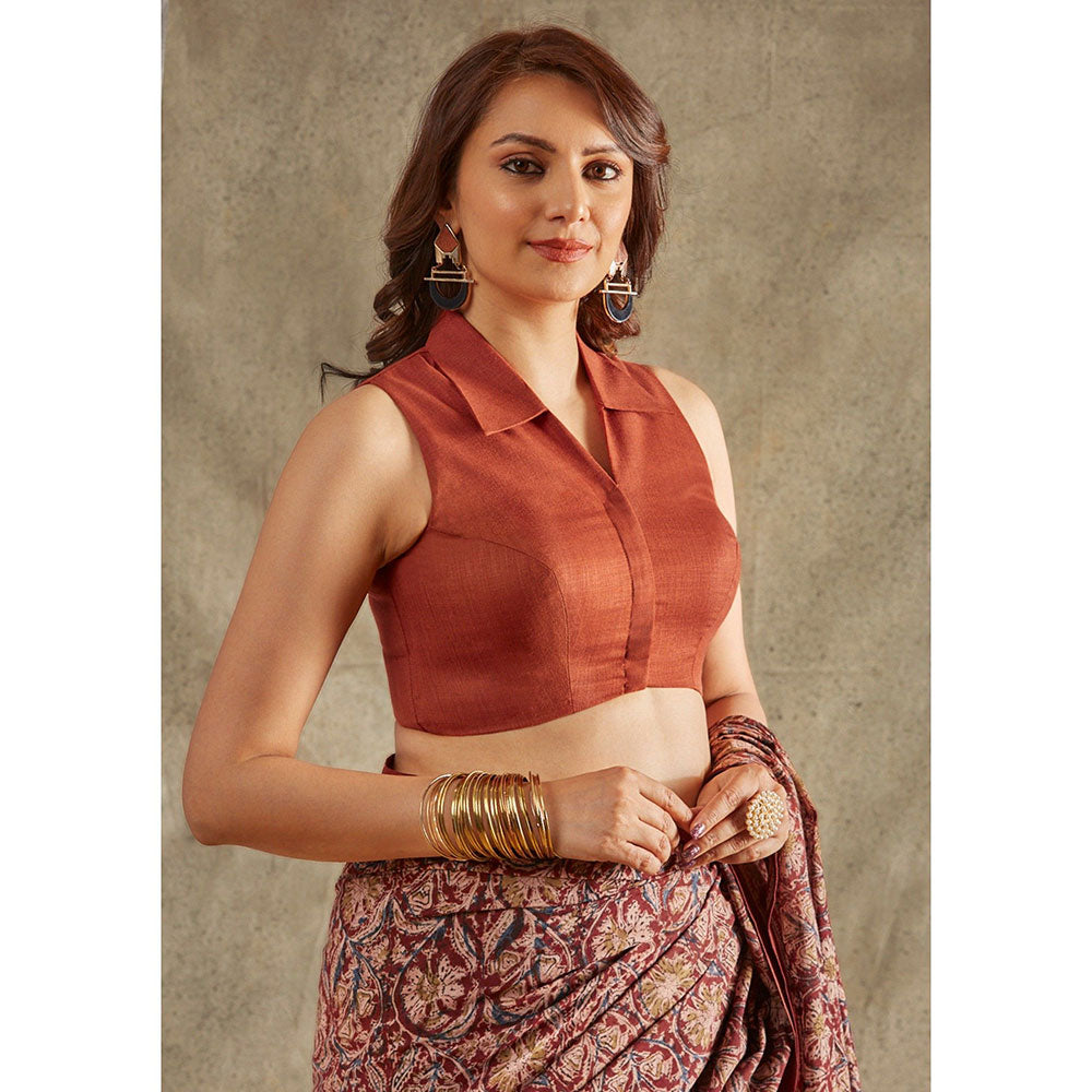 SALWAR STUDIO Rust collared Solid Blouse