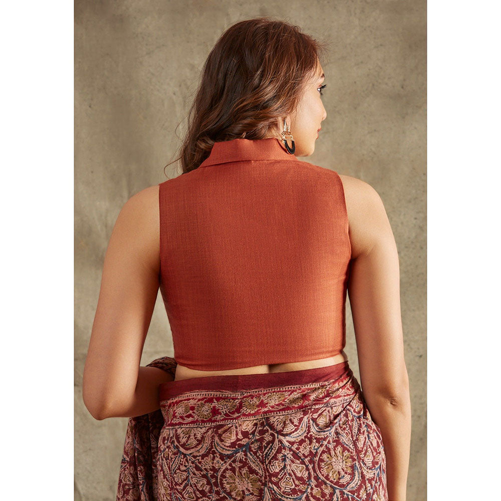 SALWAR STUDIO Rust collared Solid Blouse