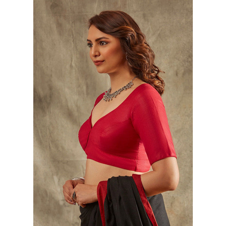 SALWAR STUDIO Red Zipper Solid Blouse