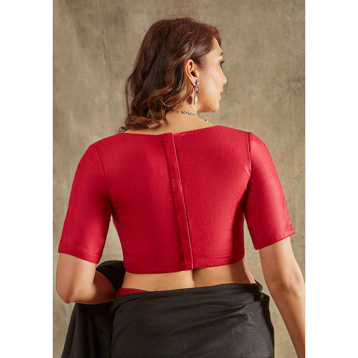 SALWAR STUDIO Red Zipper Solid Blouse