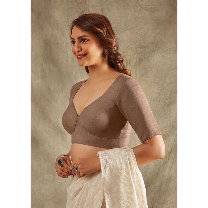 SALWAR STUDIO Taupe Zipper Solid Blouse