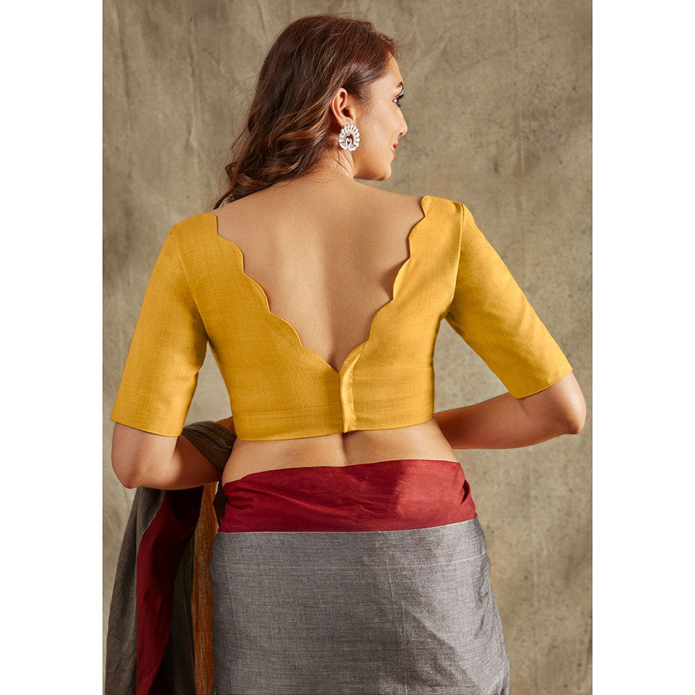 SALWAR STUDIO Mustard Scallop Neck Blouse