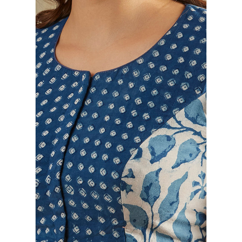 SALWAR STUDIO Blue Printed Cotton Stitched Blouse