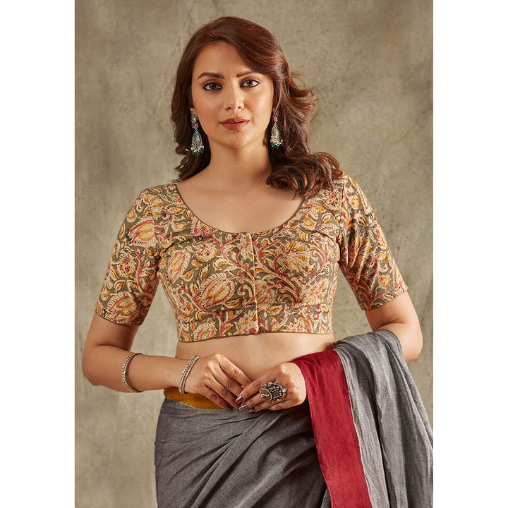 SALWAR STUDIO Olive Kalamkari Stitched Blouse