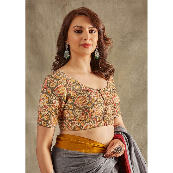 SALWAR STUDIO Olive Kalamkari Stitched Blouse