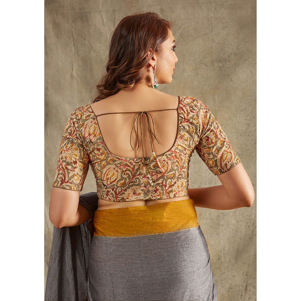 SALWAR STUDIO Olive Kalamkari Stitched Blouse