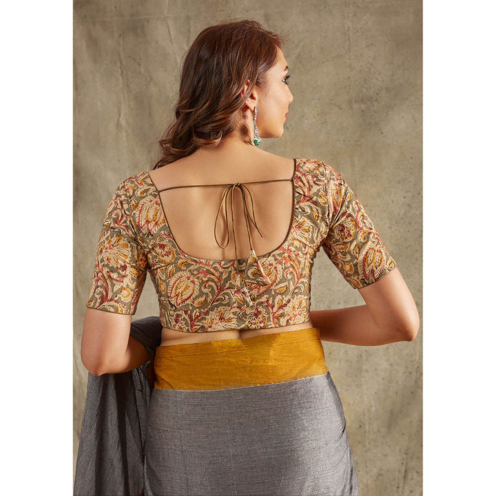 SALWAR STUDIO Olive Kalamkari Stitched Blouse