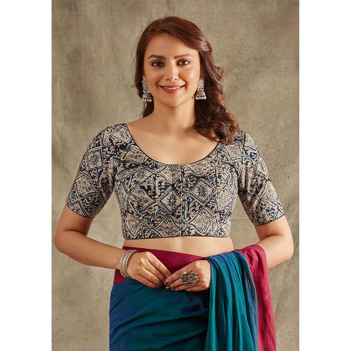 SALWAR STUDIO Grey Cotton Printed Stitched Blouse