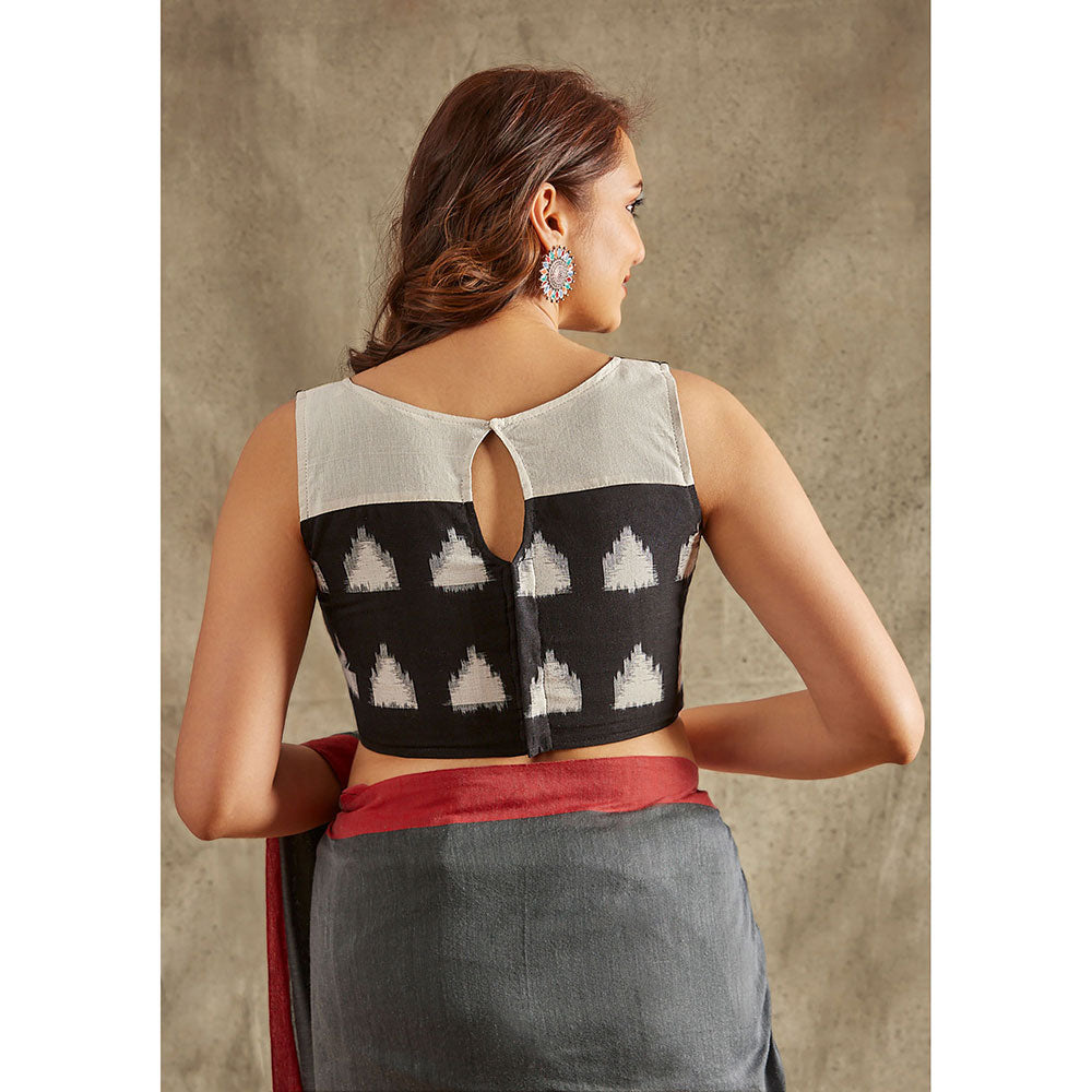 SALWAR STUDIO Black and White Ikat Blouse