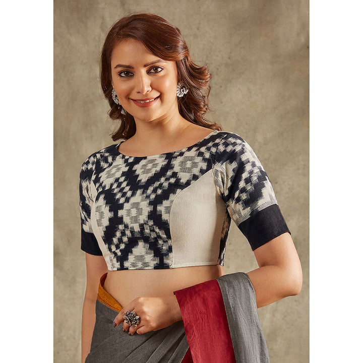 SALWAR STUDIO Black and White Ikat Blouse