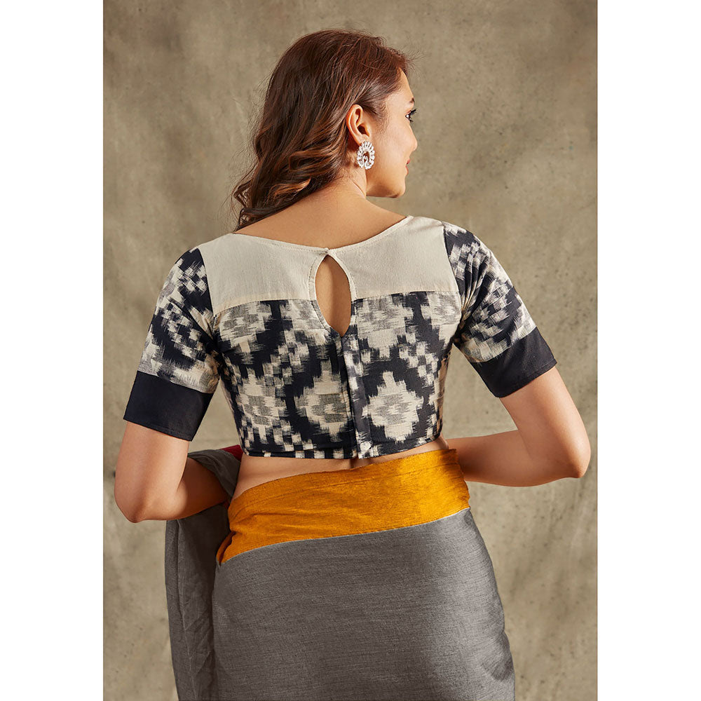 SALWAR STUDIO Black and White Ikat Blouse