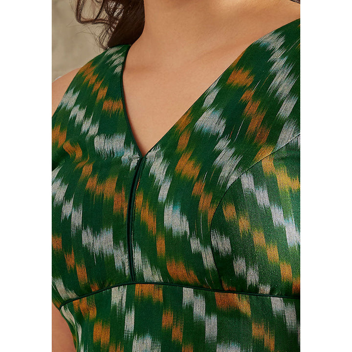 SALWAR STUDIO Green Cotton Ikat Blouse