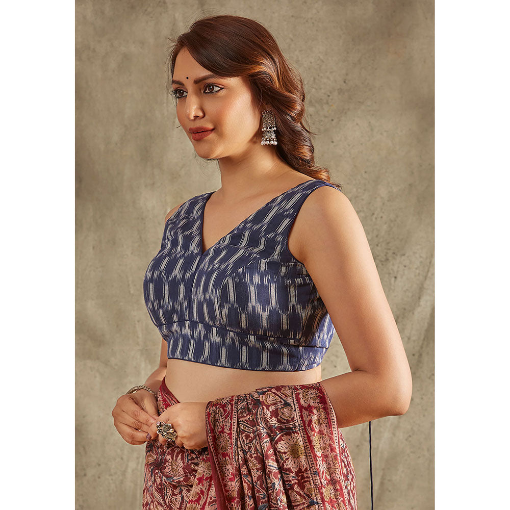 SALWAR STUDIO Navy Blue Ikat Blouse