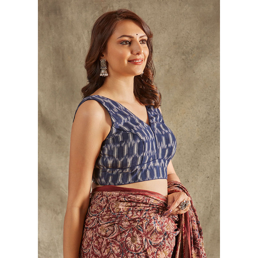 SALWAR STUDIO Navy Blue Ikat Blouse