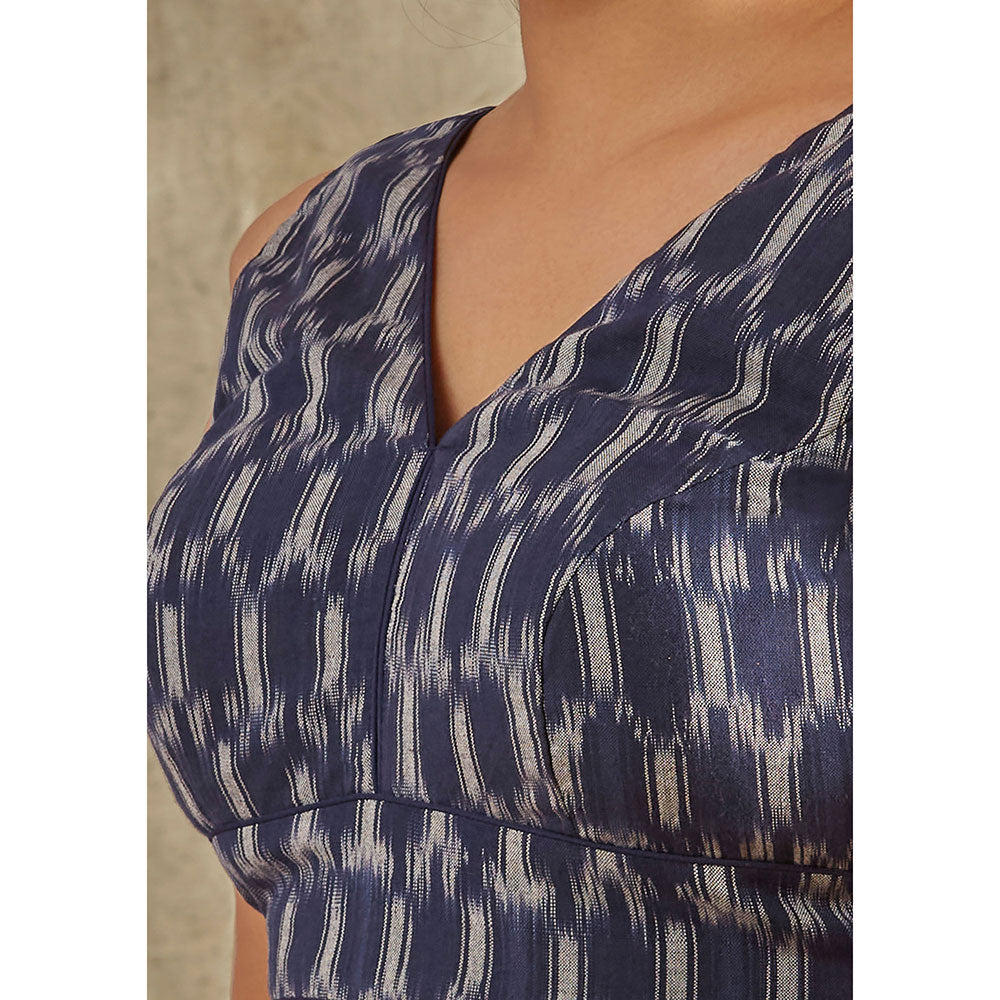 SALWAR STUDIO Navy Blue Ikat Blouse