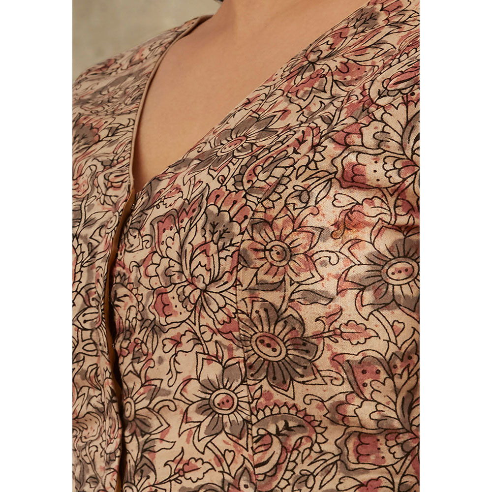 SALWAR STUDIO Beige Kalamkari Blouse