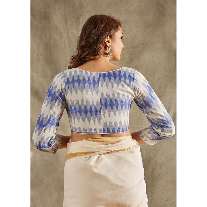 SALWAR STUDIO Blue Ikat Cotton Blouse