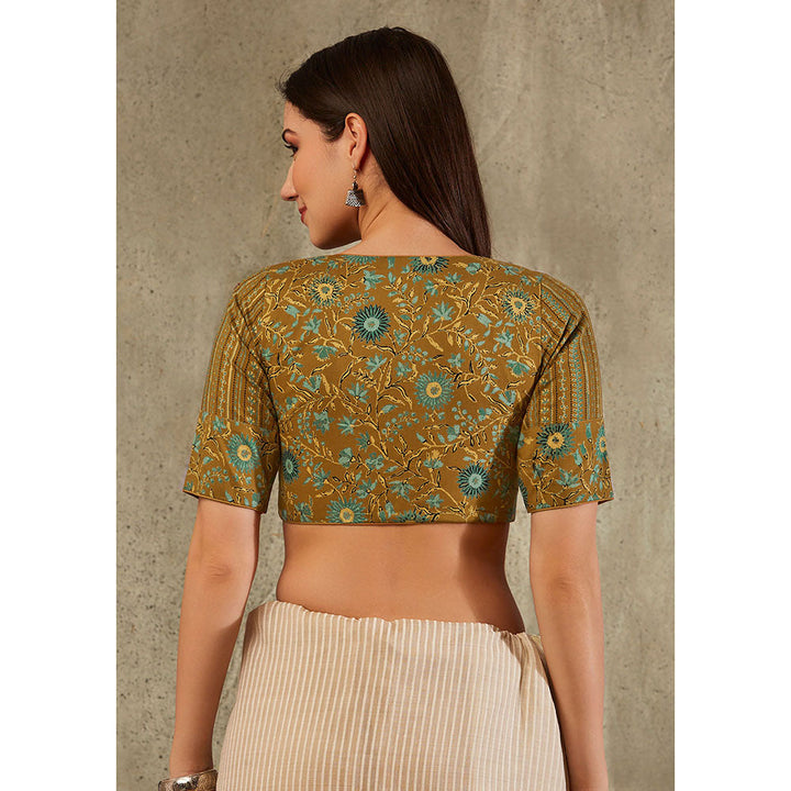 SALWAR STUDIO Mustard Cotton Floral Printed Blouse