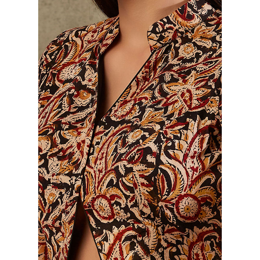 SALWAR STUDIO Black And Beige Kalamkari Blouse