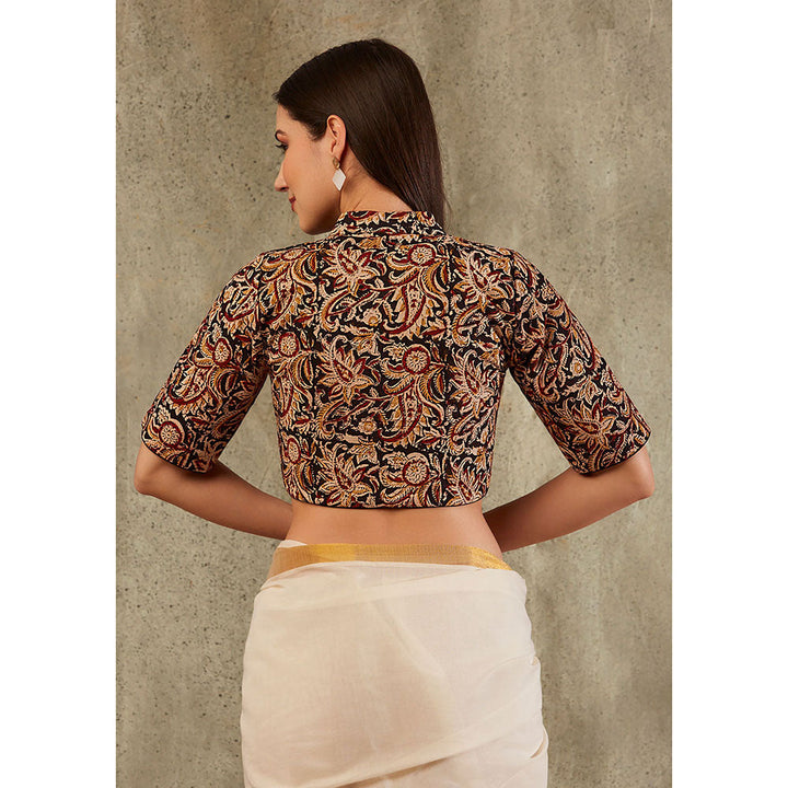 SALWAR STUDIO Black And Beige Kalamkari Blouse