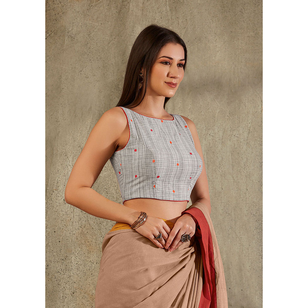 SALWAR STUDIO Grey Cotton Line Printed Blouse