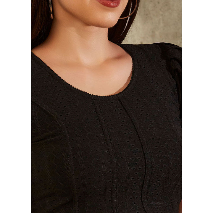 SALWAR STUDIO Black Schiffili Stretchable Blouse