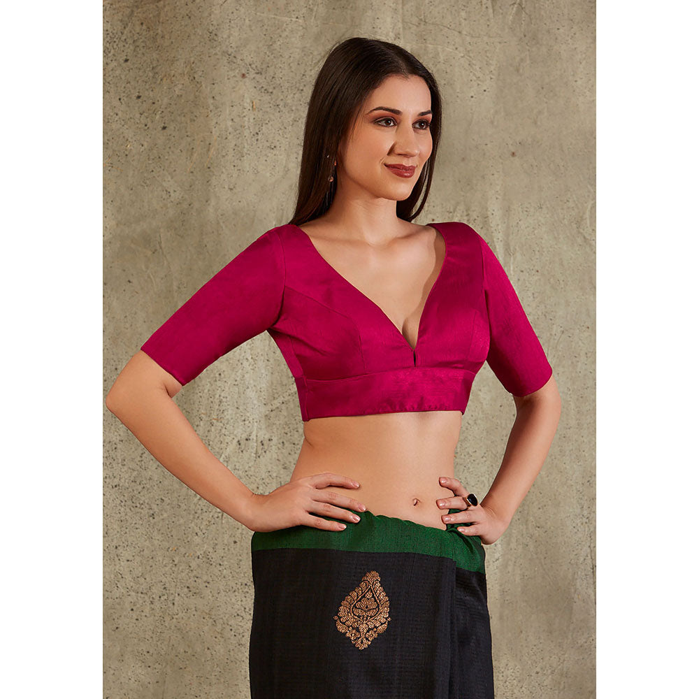 SALWAR STUDIO Pink V-Neck Solid Blouse