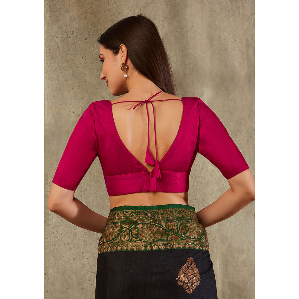 SALWAR STUDIO Pink V-Neck Solid Blouse