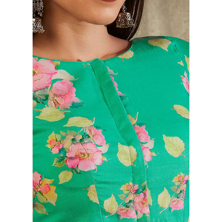 SALWAR STUDIO Green Floral Design Blouse