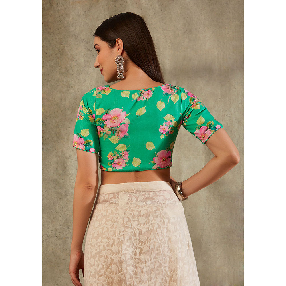 SALWAR STUDIO Green Floral Design Blouse