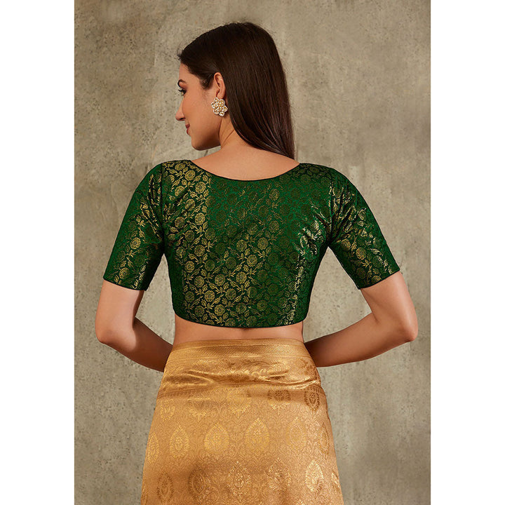 SALWAR STUDIO Green Brocade Woven Design Blouse