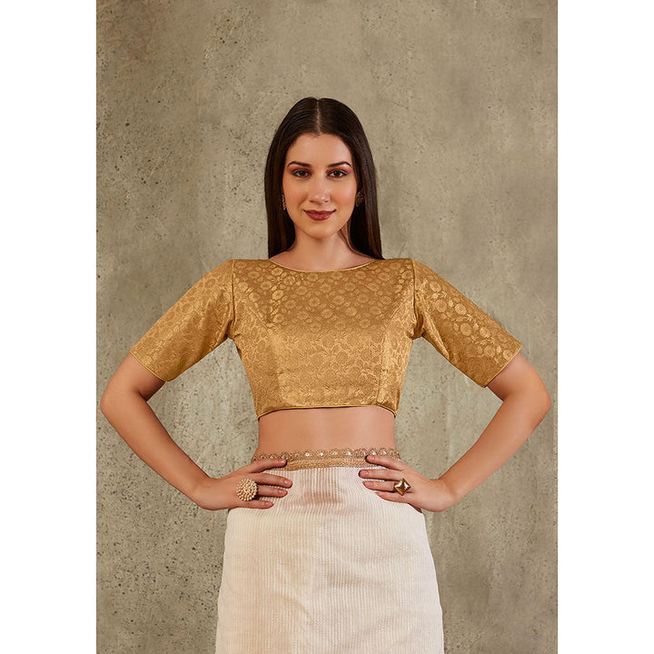 SALWAR STUDIO Gold Brocade Woven Design Blouse