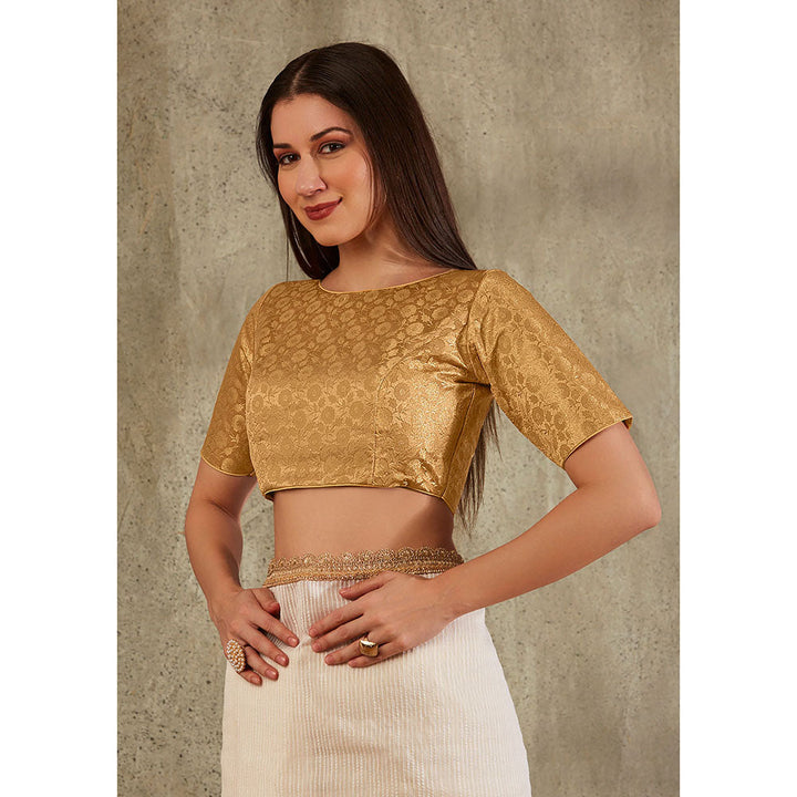 SALWAR STUDIO Gold Brocade Woven Design Blouse