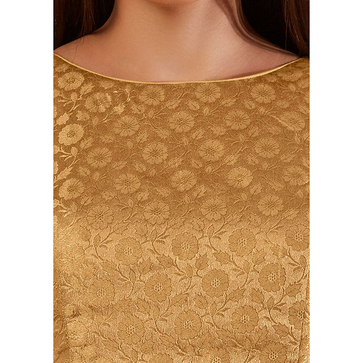 SALWAR STUDIO Gold Brocade Woven Design Blouse