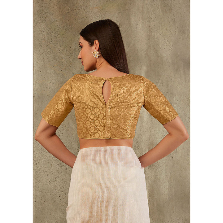 SALWAR STUDIO Gold Brocade Woven Design Blouse