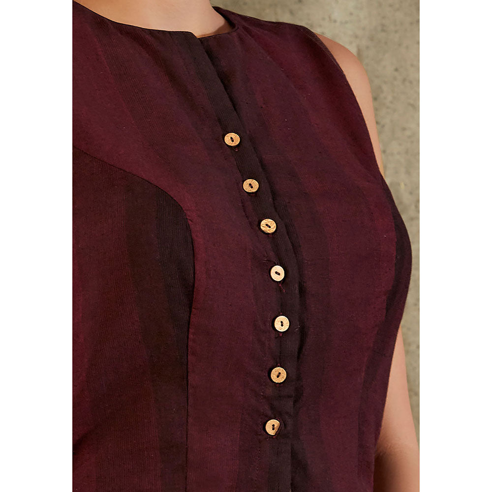 SALWAR STUDIO Maroon Cotton Monochrome Blouse