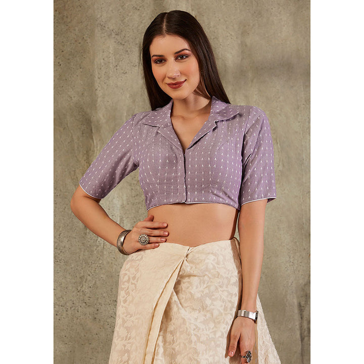 SALWAR STUDIO Purple Cotton Collar Neck Blouse