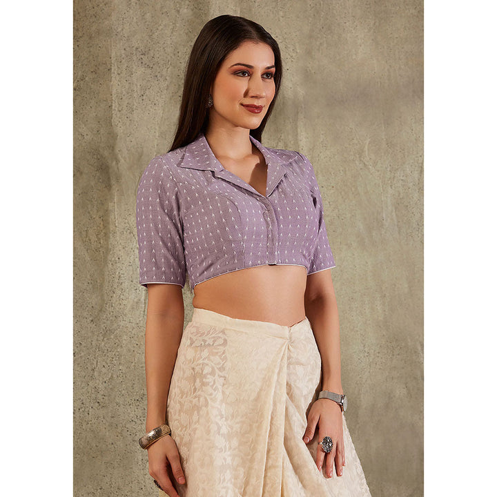 SALWAR STUDIO Purple Cotton Collar Neck Blouse