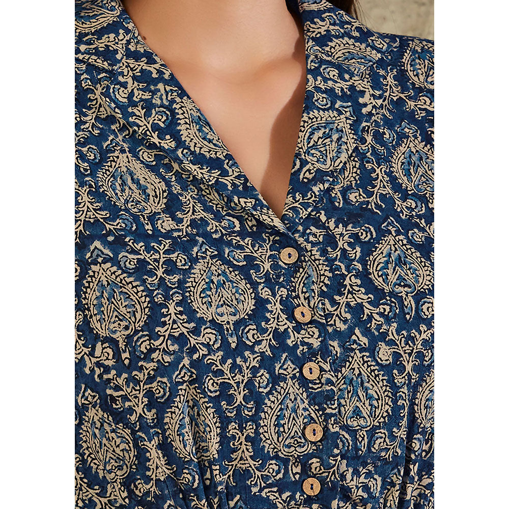 SALWAR STUDIO Blue Cotton Printed Blouse