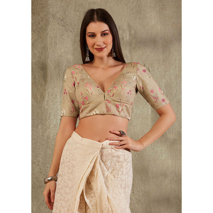 SALWAR STUDIO Beige Floral Design Blouse