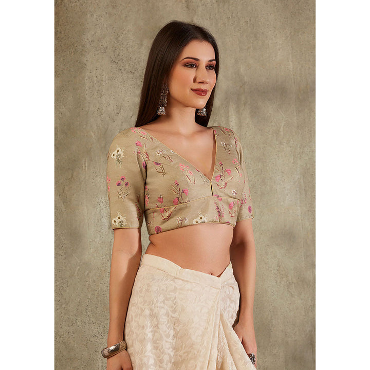 SALWAR STUDIO Beige Floral Design Blouse