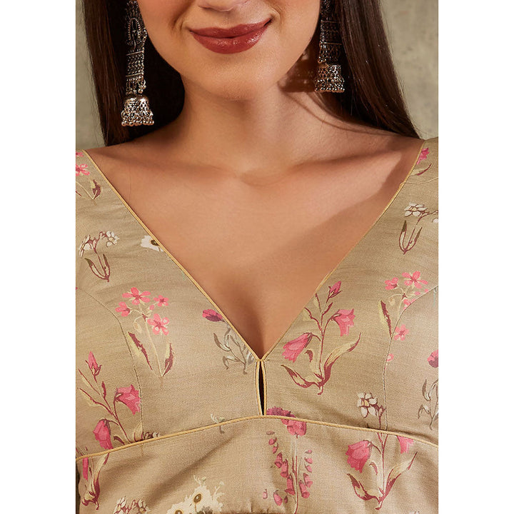 SALWAR STUDIO Beige Floral Design Blouse