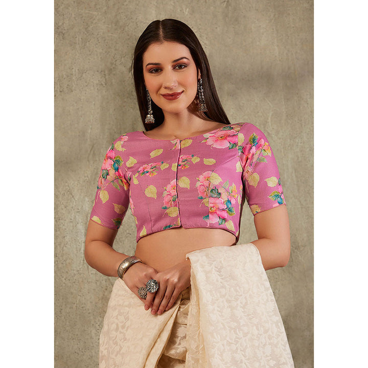 SALWAR STUDIO Pink Floral Design Blouse