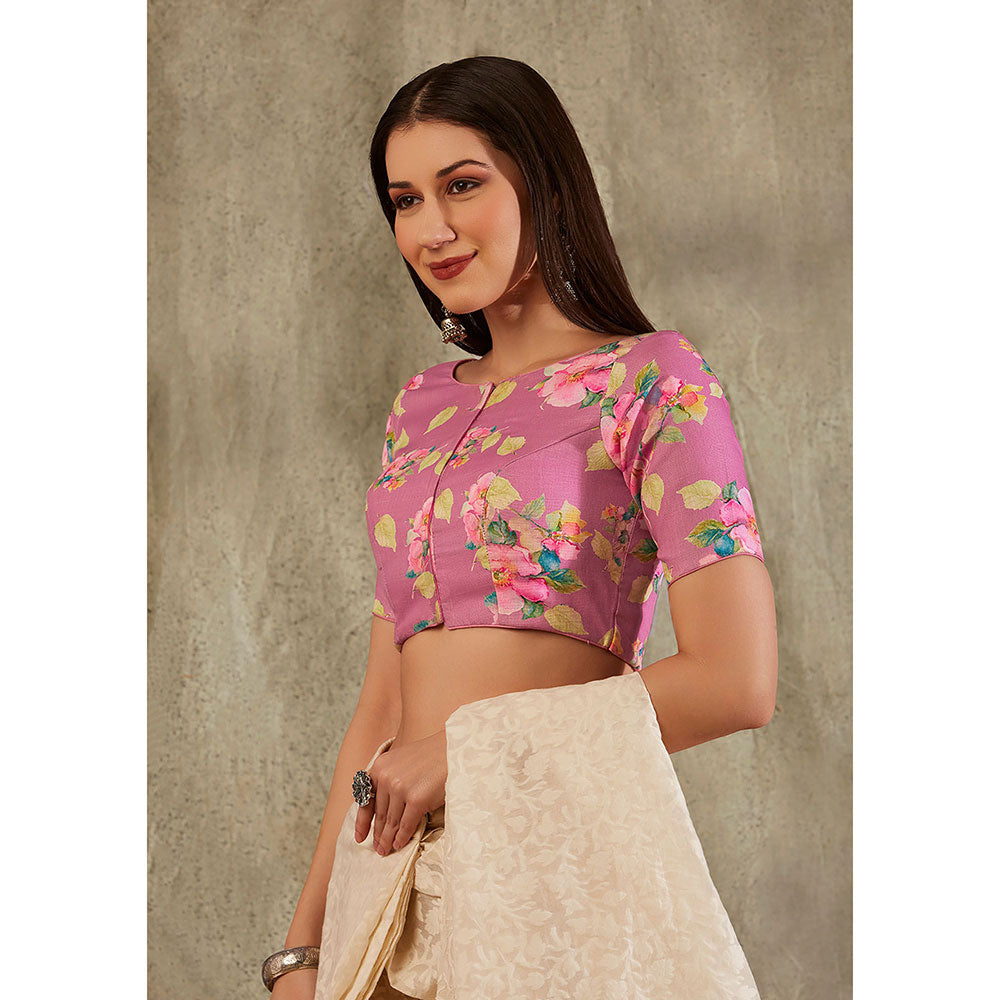 SALWAR STUDIO Pink Floral Design Blouse