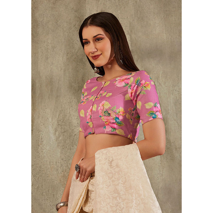 SALWAR STUDIO Pink Floral Design Blouse