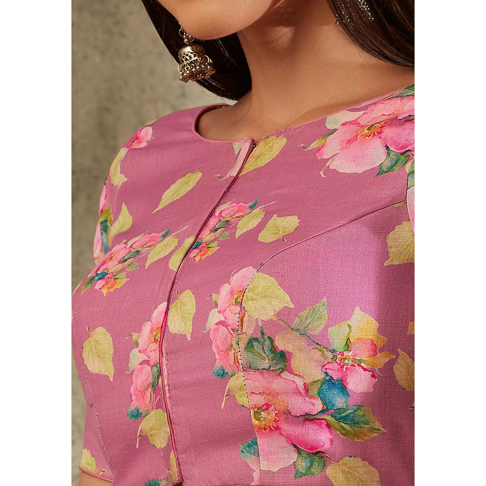 SALWAR STUDIO Pink Floral Design Blouse