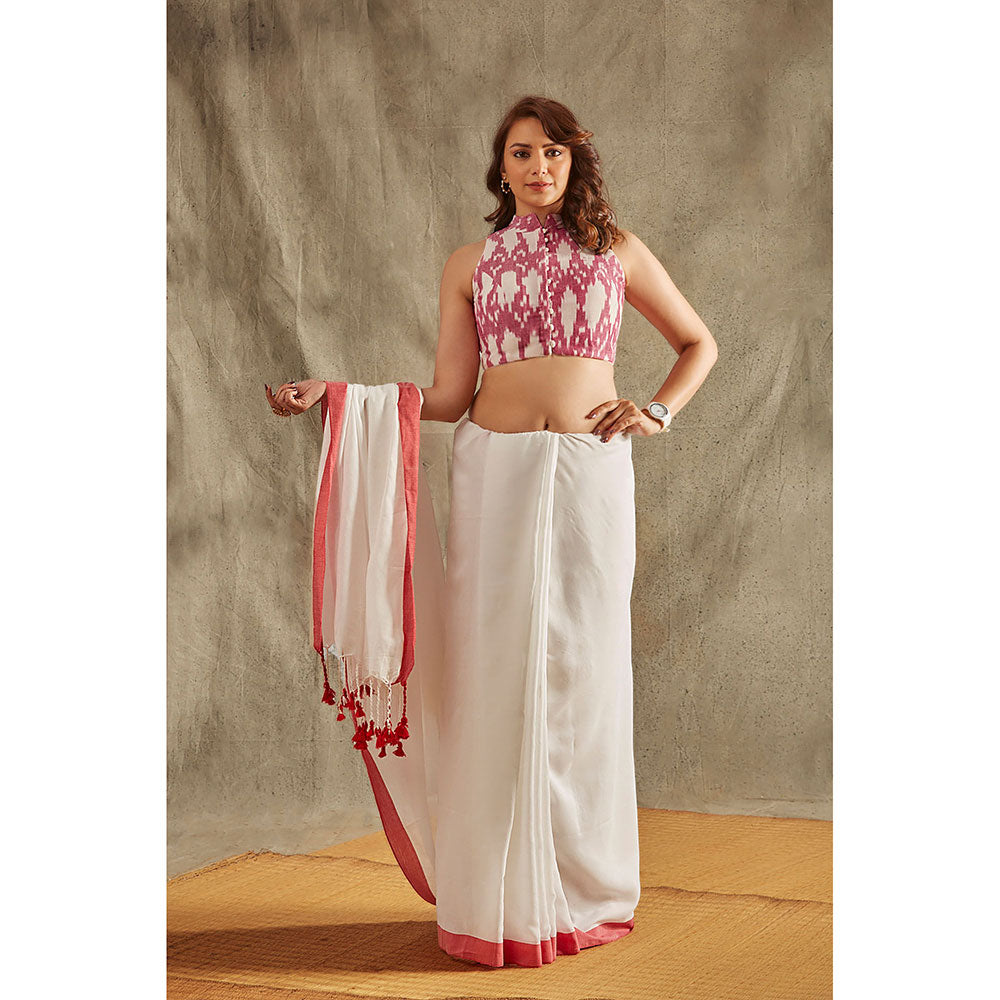 SALWAR STUDIO Pink Ikat Cotton Blouse